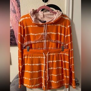 Plus Size Women’s Orange 2 piece summer outfit size 1X NEW